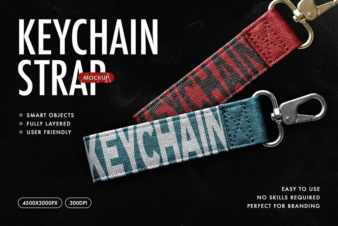 Textile Strap Keychain Mockup 1