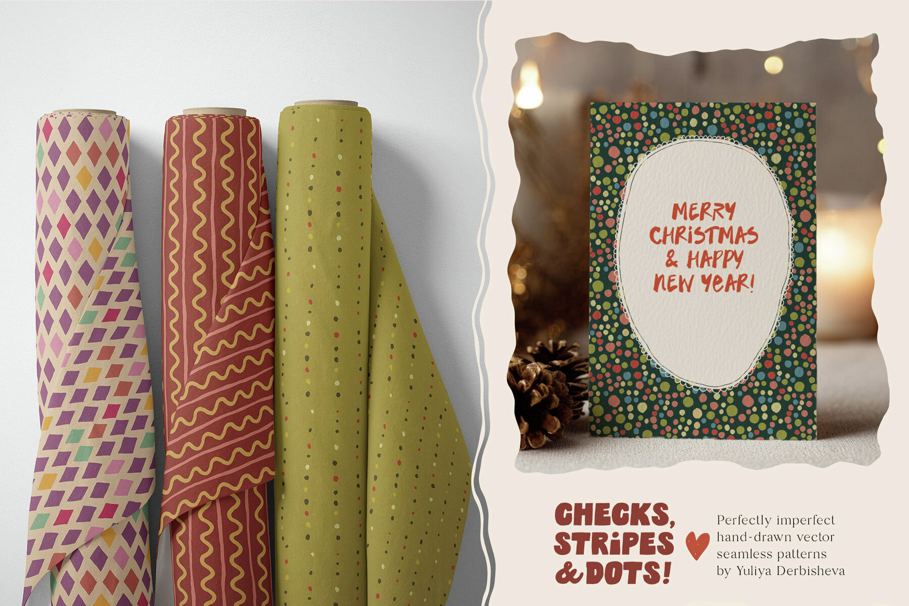 Checkered Stripe Dot Tile Vector Seamless Patterns 6