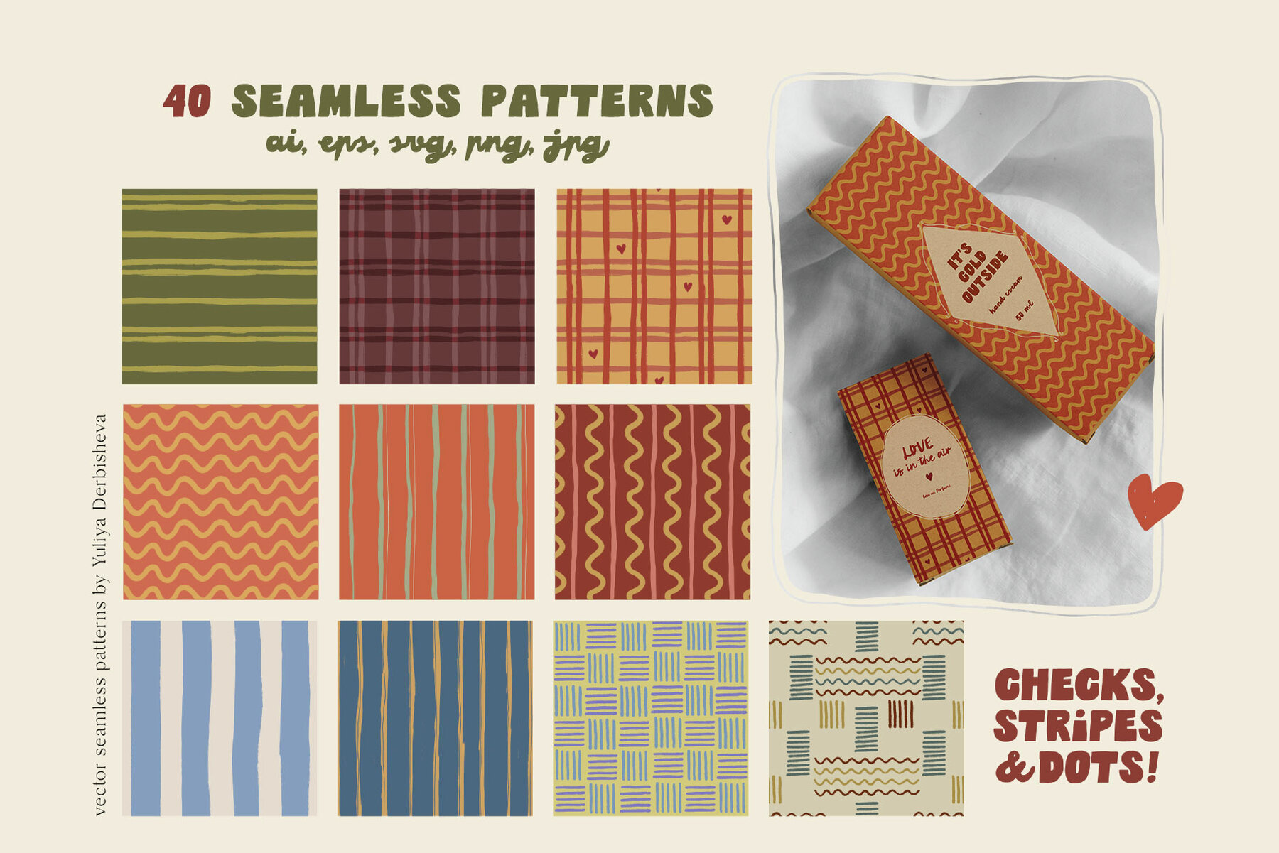 Checkered Stripe Dot Tile Vector Seamless Patterns 8