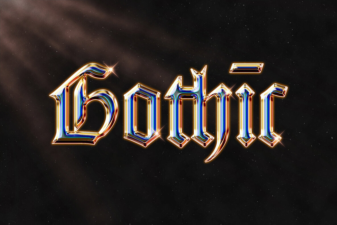 Chrome Gothic Text Effect - Lux Metal Blackletter PSD Template ...