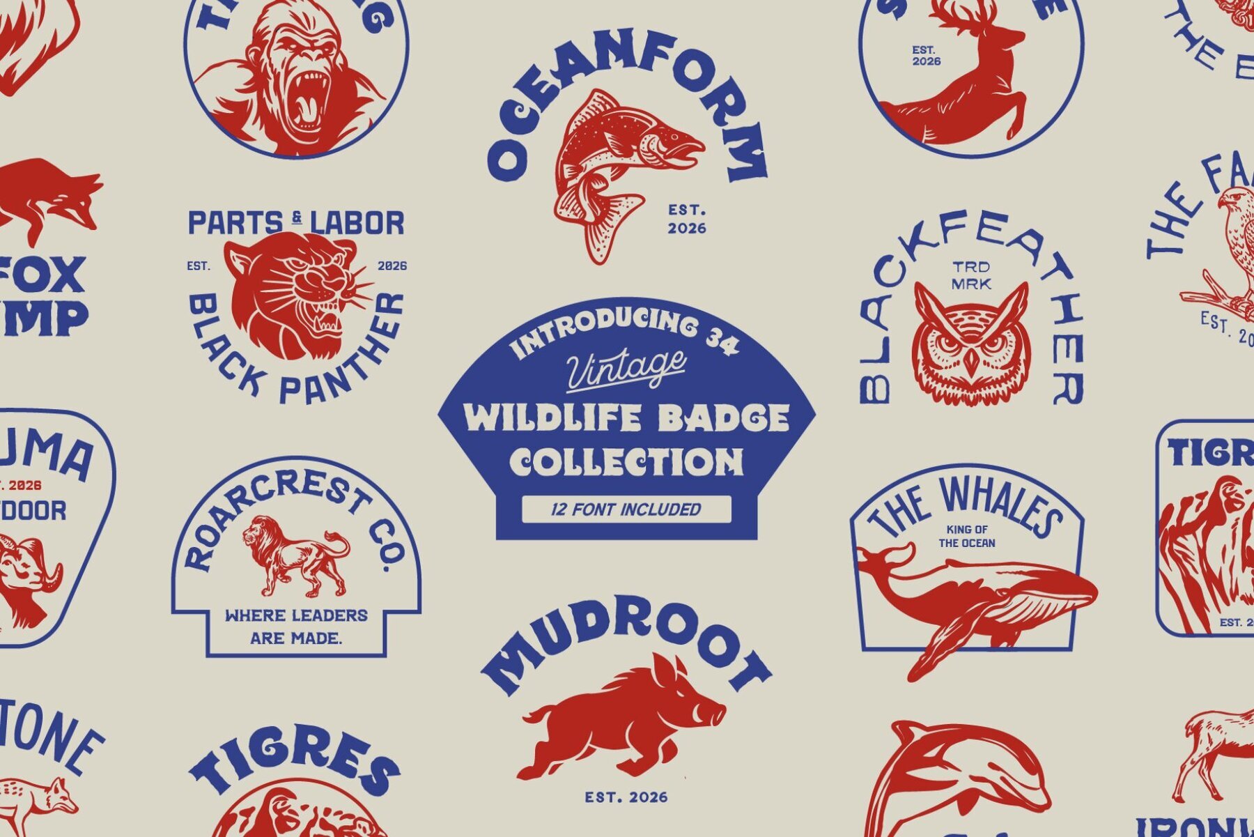 Wildlife Badge Collection Animals - YouWorkForThem