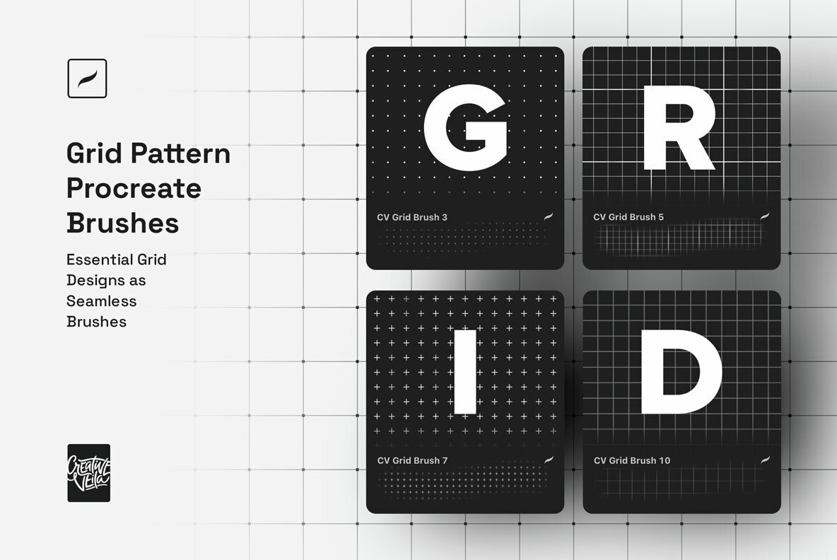 Grid Pattern Procreate Brushes - YouWorkForThem
