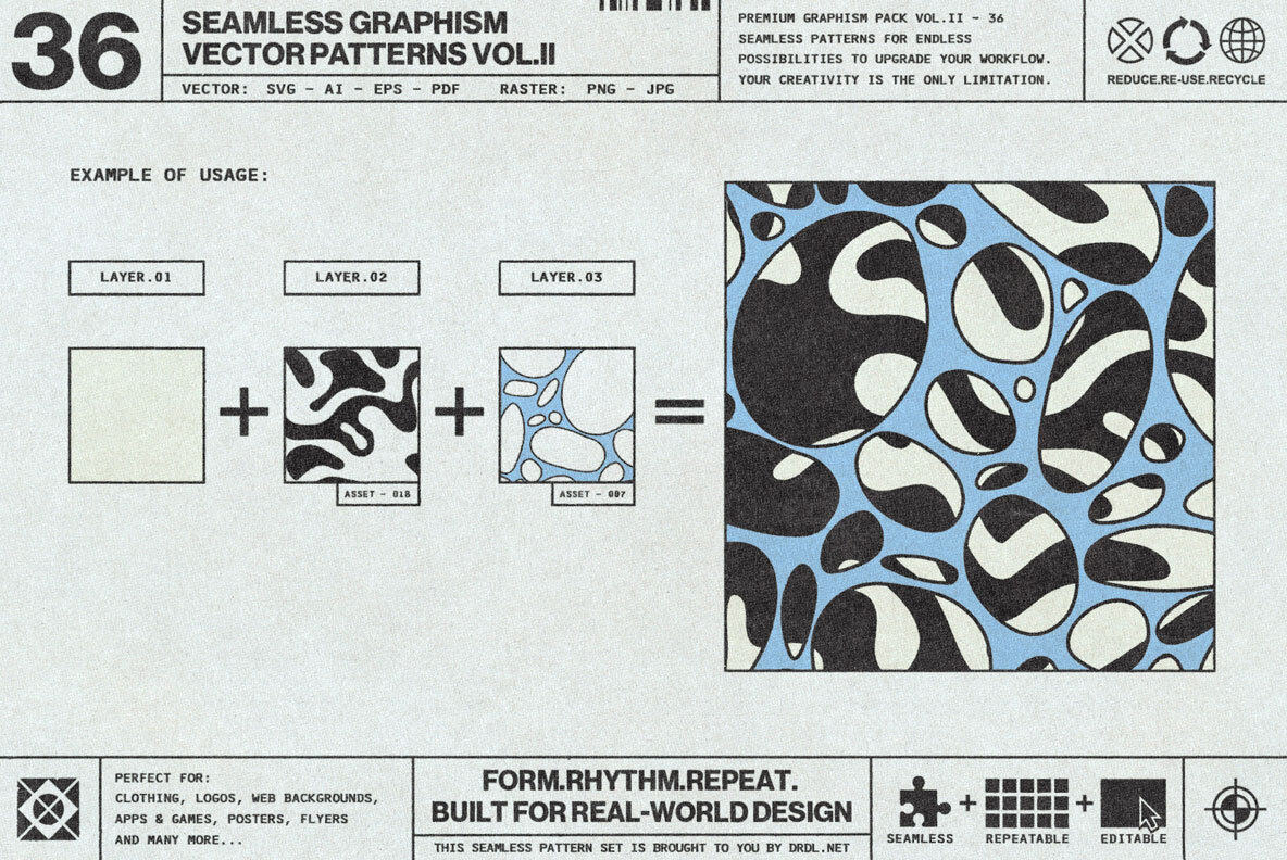 Graphism Symbol 36 Seamless Vector Graphism Patterns Vol.02 Patterns - YouWorkForThem