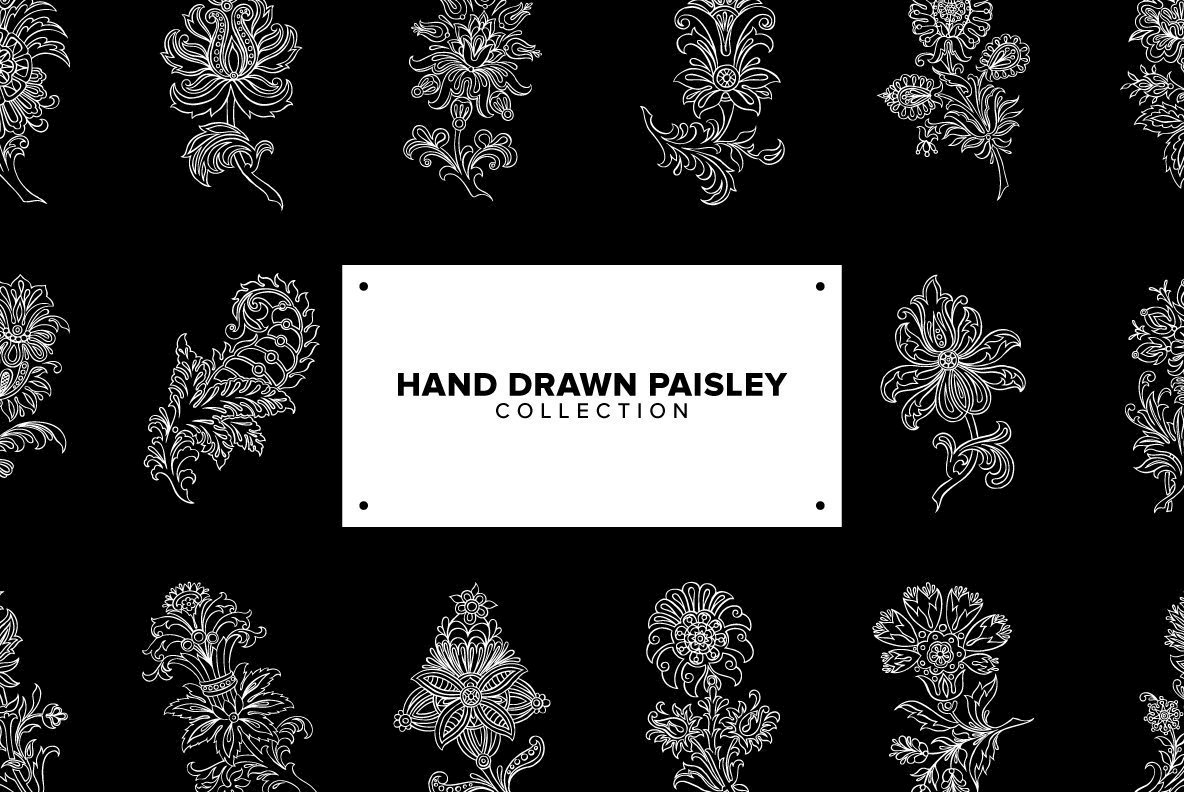 Hand Drawn Paisley Collection 1