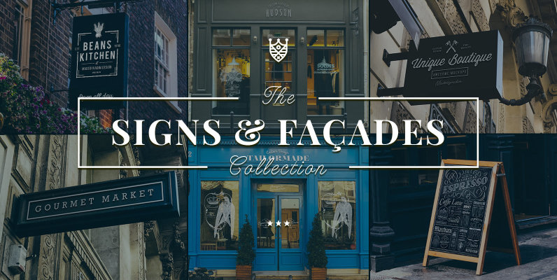 165 Signs   Facades Photoshop Mockups Collection