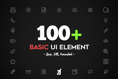 100 Basic UI Element Icons