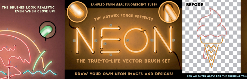 Neon   Realistic Brush Set