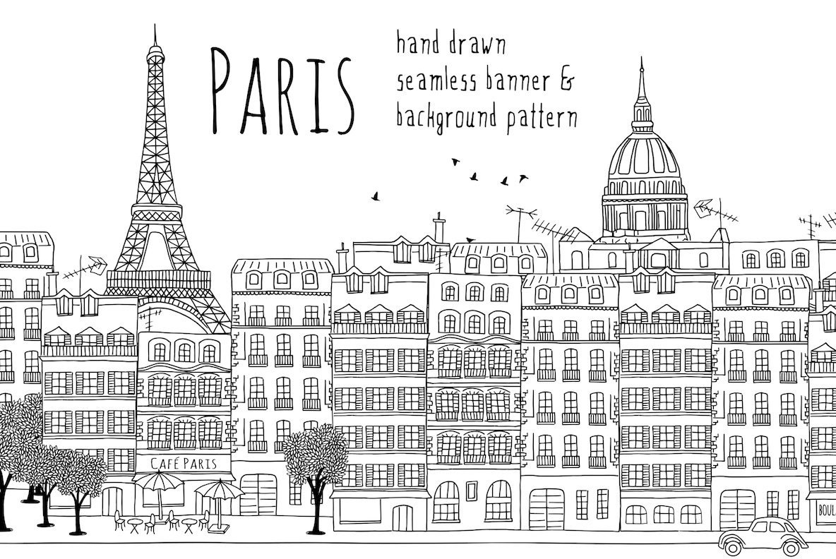 Paris Seamless Banner   Pattern 4