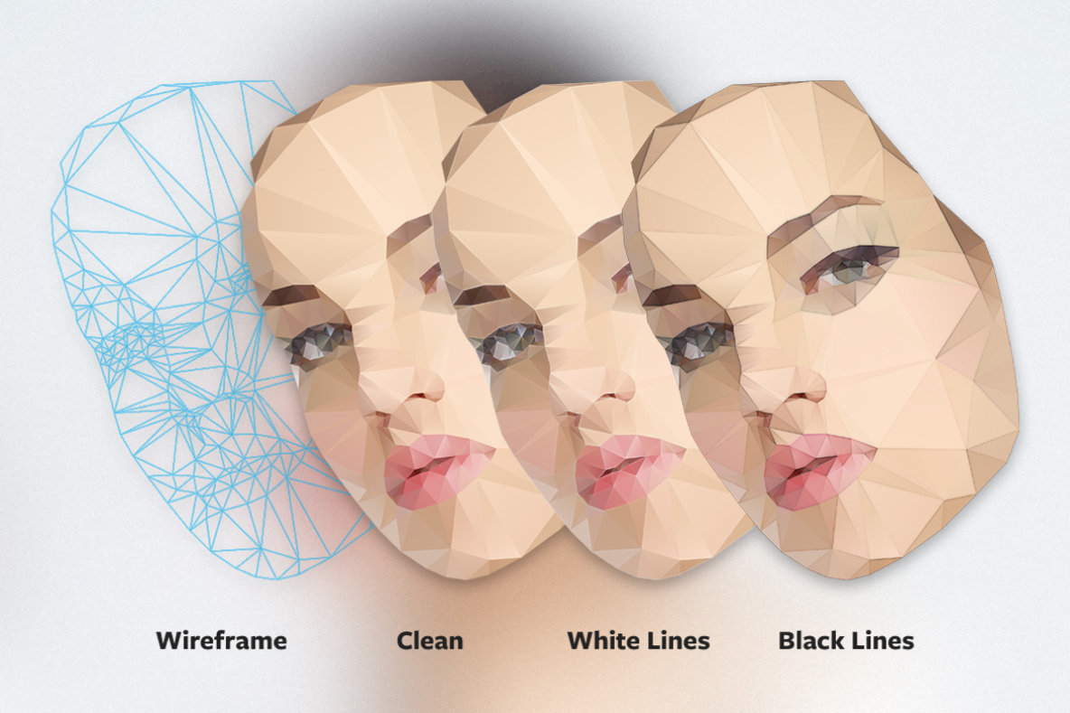 Polygonal Female Faces Polygonal Female Faces