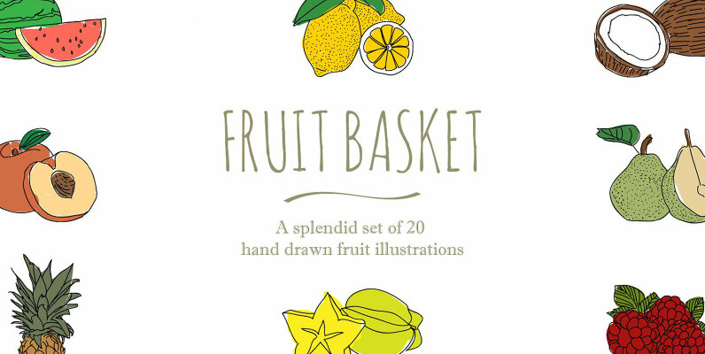 20 Hand Drawn Fruit Illustrations