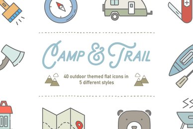 Camp  Trail Vector Recreation Icons