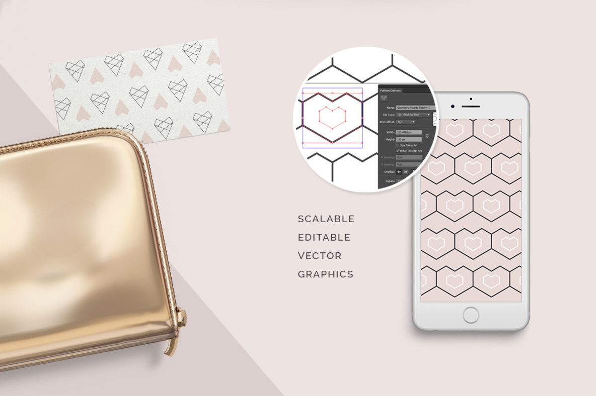 Geometric Hearts Patterns Geometric Hearts Patterns