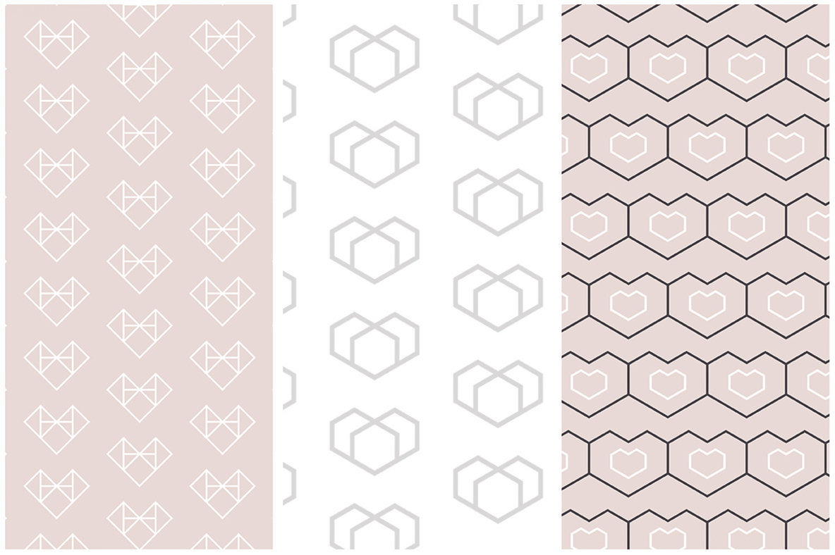 Geometric Hearts Patterns Geometric Hearts Patterns