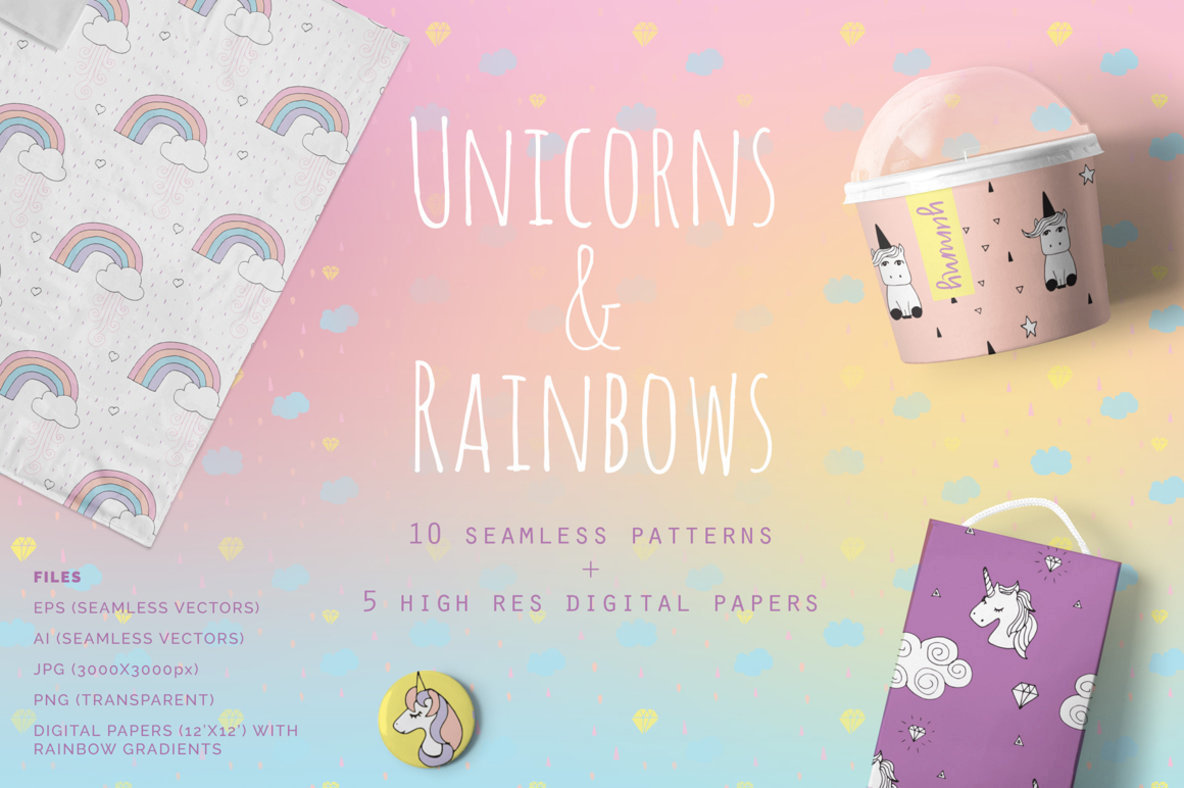 Unicorns Rainbows Patterns Unicorns Rainbows Patterns