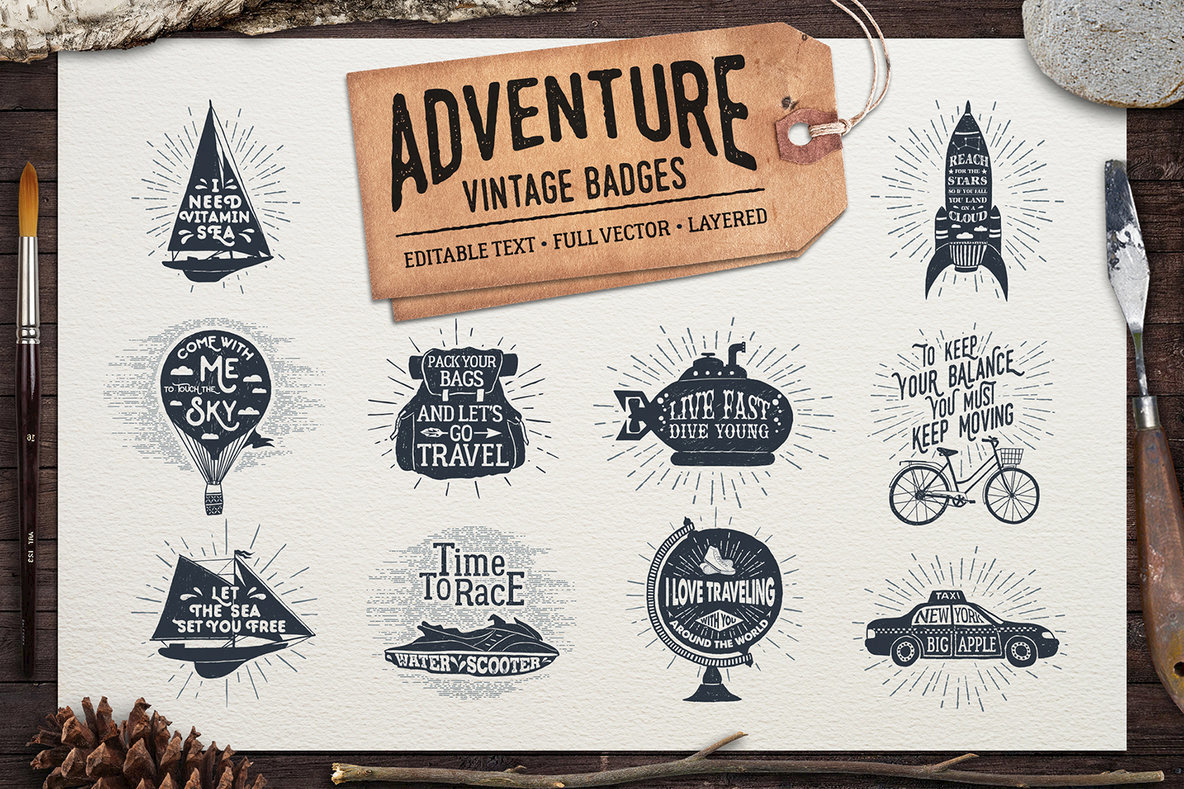 Adventure Vintage Badges 2 Adventure Vintage Badges 2
