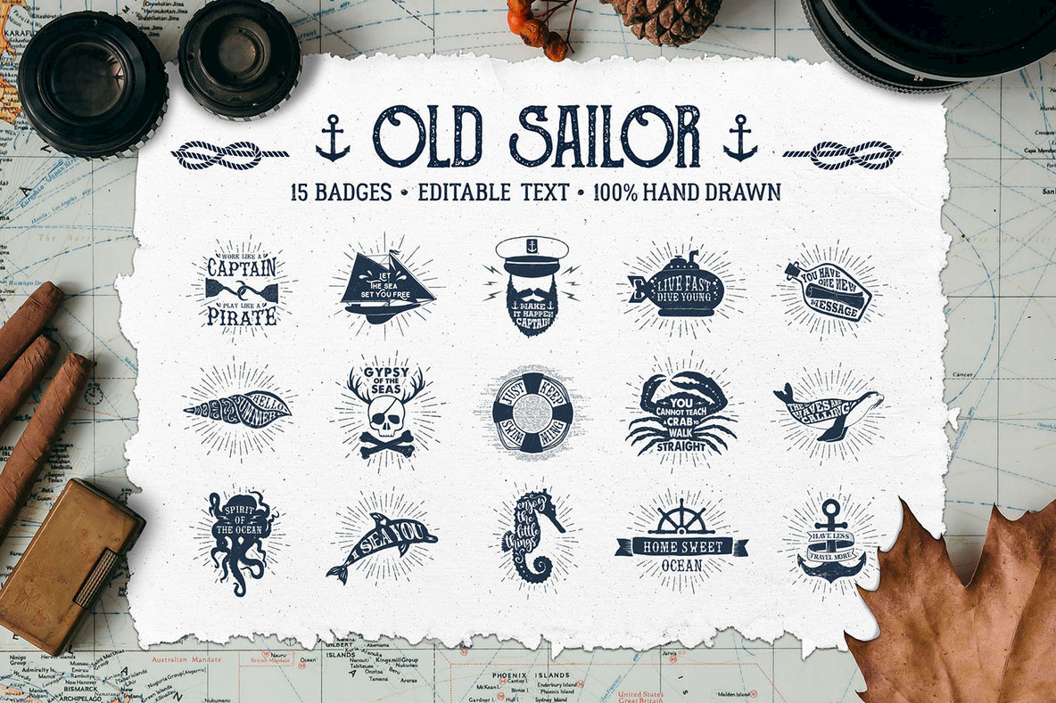 15 Old Sailor Badges V1 15 Old Sailor Badges V1