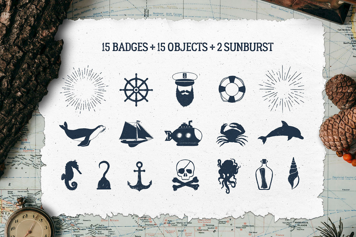 15 Old Sailor Badges V1 15 Old Sailor Badges V1