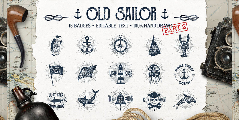 15 Old Sailor Badges   V2