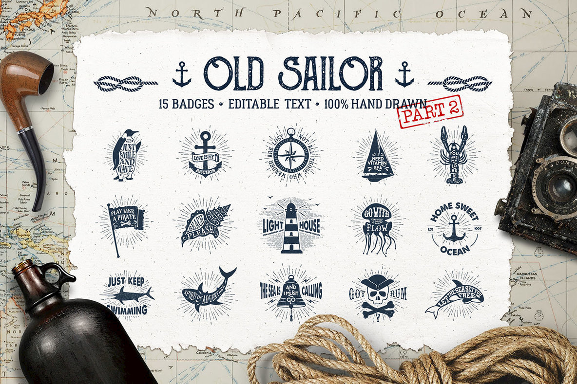 15 Old Sailor Badges   V2 1