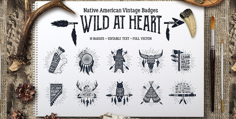 Wild At Heart Vintage Badges   v1