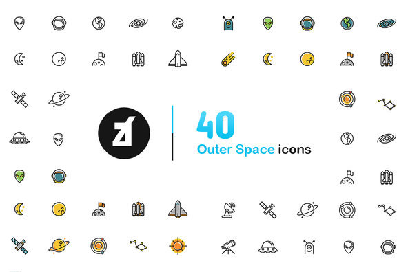 40 Space Icons Graphics - YouWorkForThem