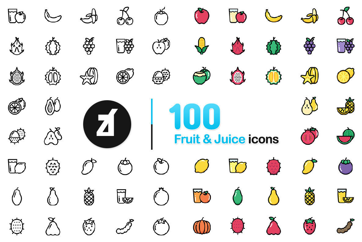 100 Fruit and Juice Icons 100 Fruit and Juice Icons