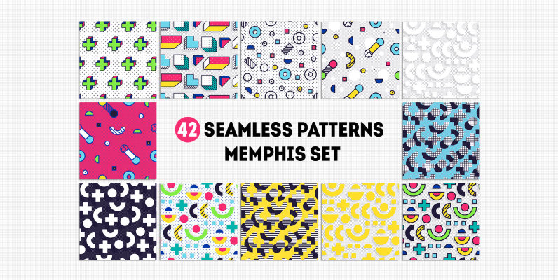 42 Memphis Seamless Patterns