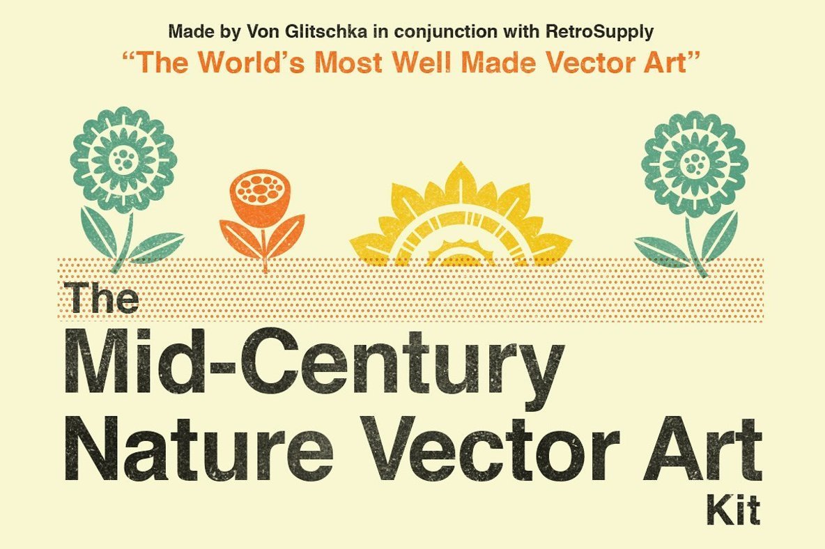 The Mid Century Nature Vector Art Kit