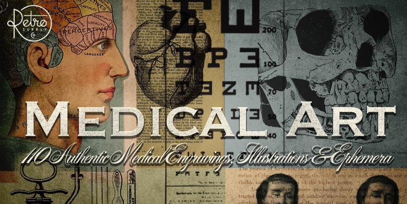 Medical Art   Retro Clip Art   Ephemera Pack