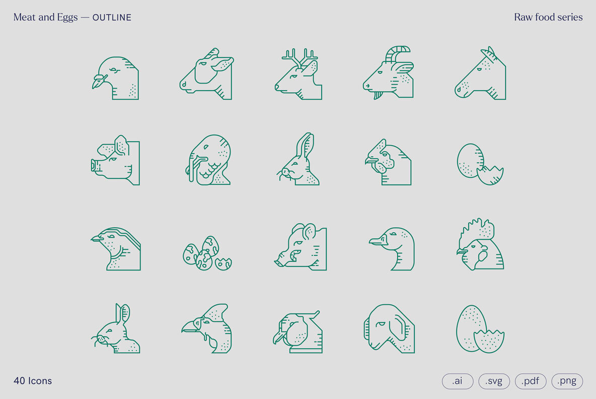 Meat and Eggs Food Icons Meat and Eggs Food Icons
