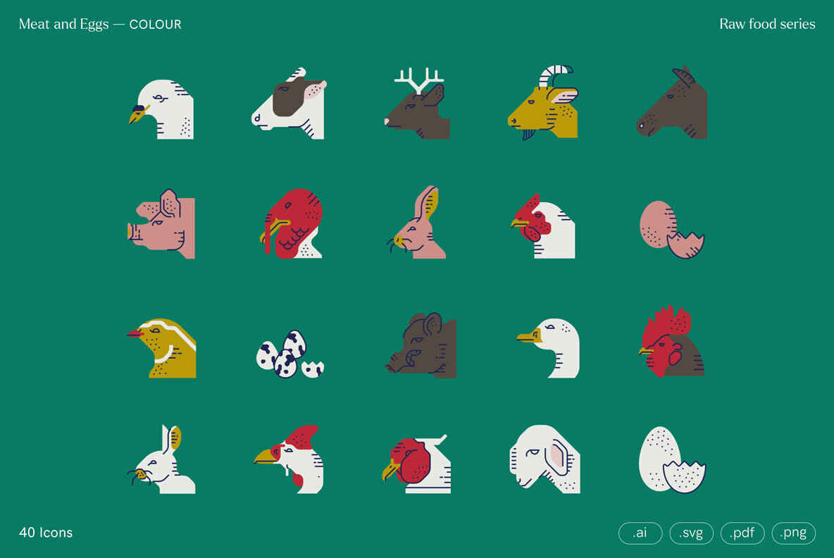 Meat and Eggs Food Icons Meat and Eggs Food Icons
