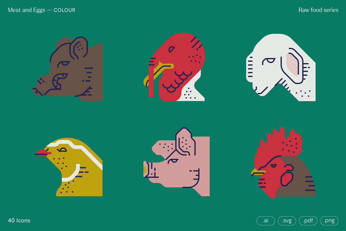 Meat and Eggs Food Icons Meat and Eggs Food Icons