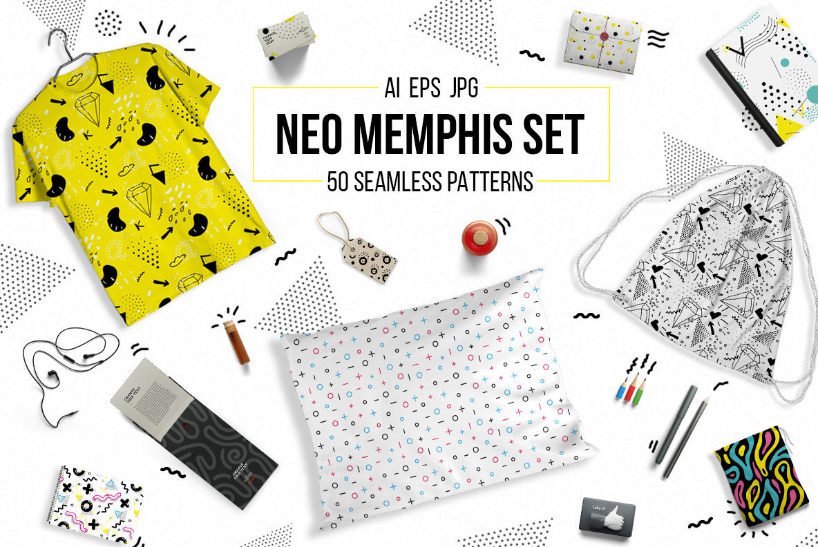 50 Memphis Seamless Patterns 1
