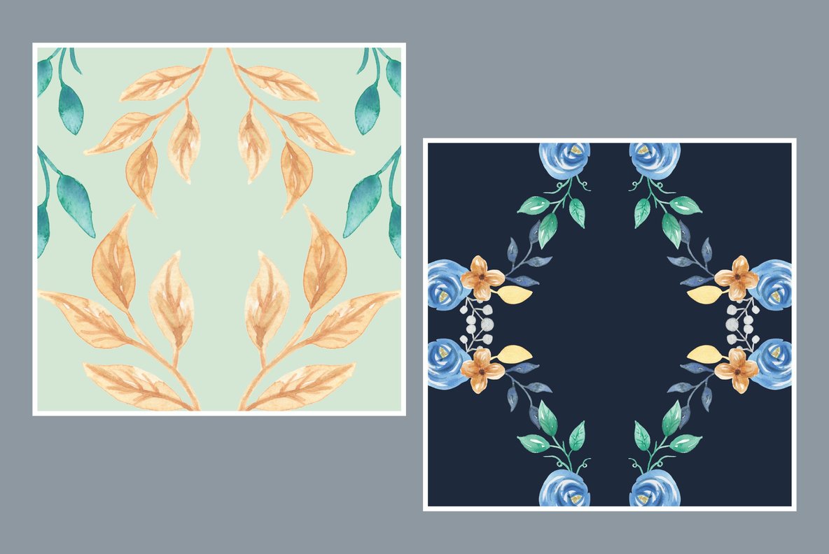 Blue Hue Flower Watercolor Package 6