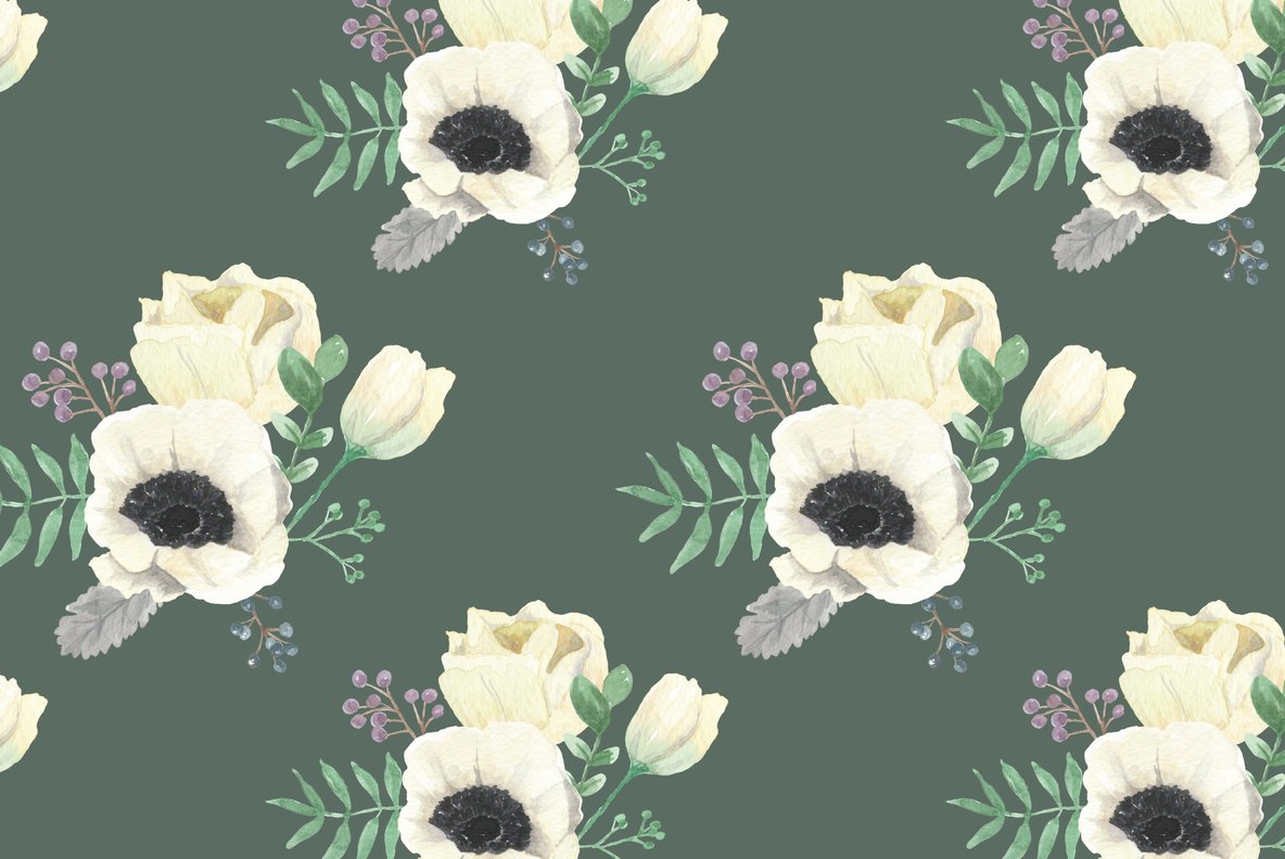 Winter Anemones Flower Watercolor Package Winter Anemones Flower Watercolor Package