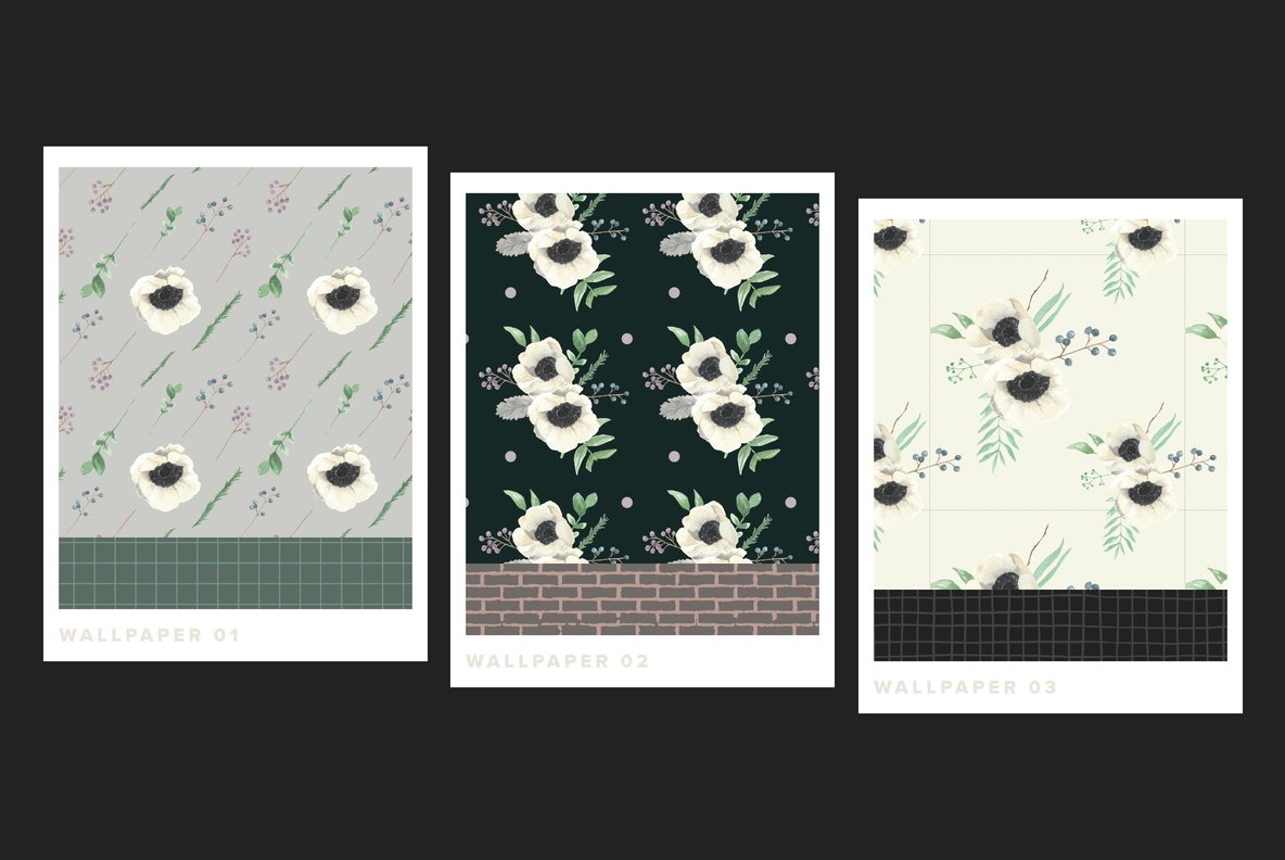 Winter Anemones Flower Watercolor Package Winter Anemones Flower Watercolor Package