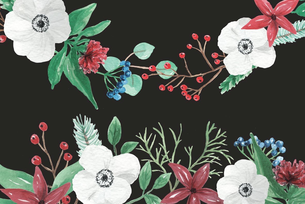 Festive Christmas Flower Watercolor Package Festive Christmas Flower Watercolor Package