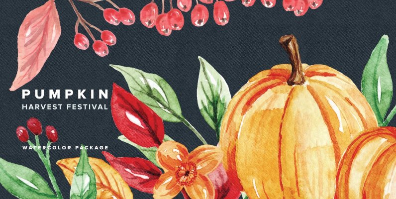 Pumpkin Harvest Festival Watercolor Package