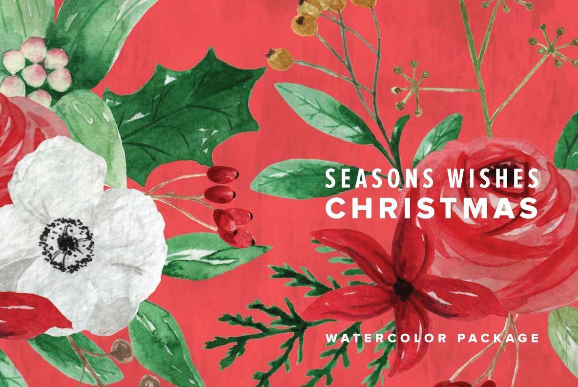 Seasons Wishes Christmas Watercolor Package Seasons Wishes Christmas Watercolor Package