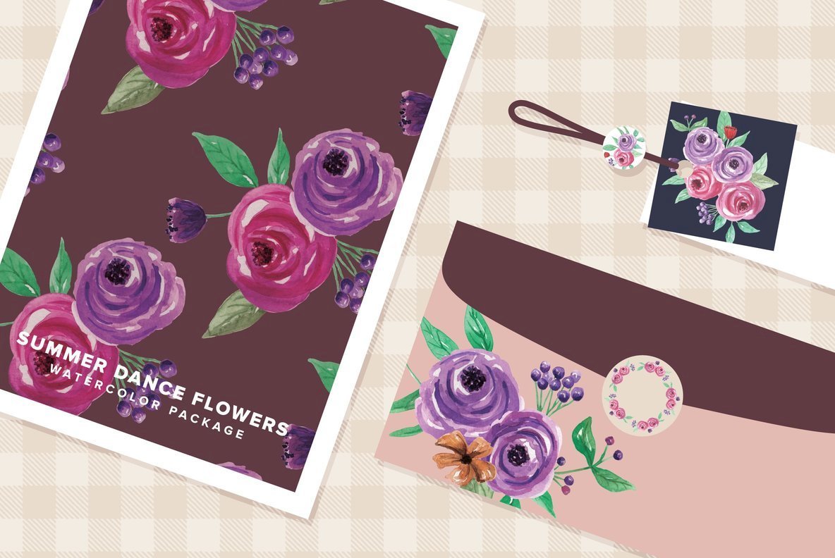 Summer Dance Flowers Watercolor Package Summer Dance Flowers Watercolor Package