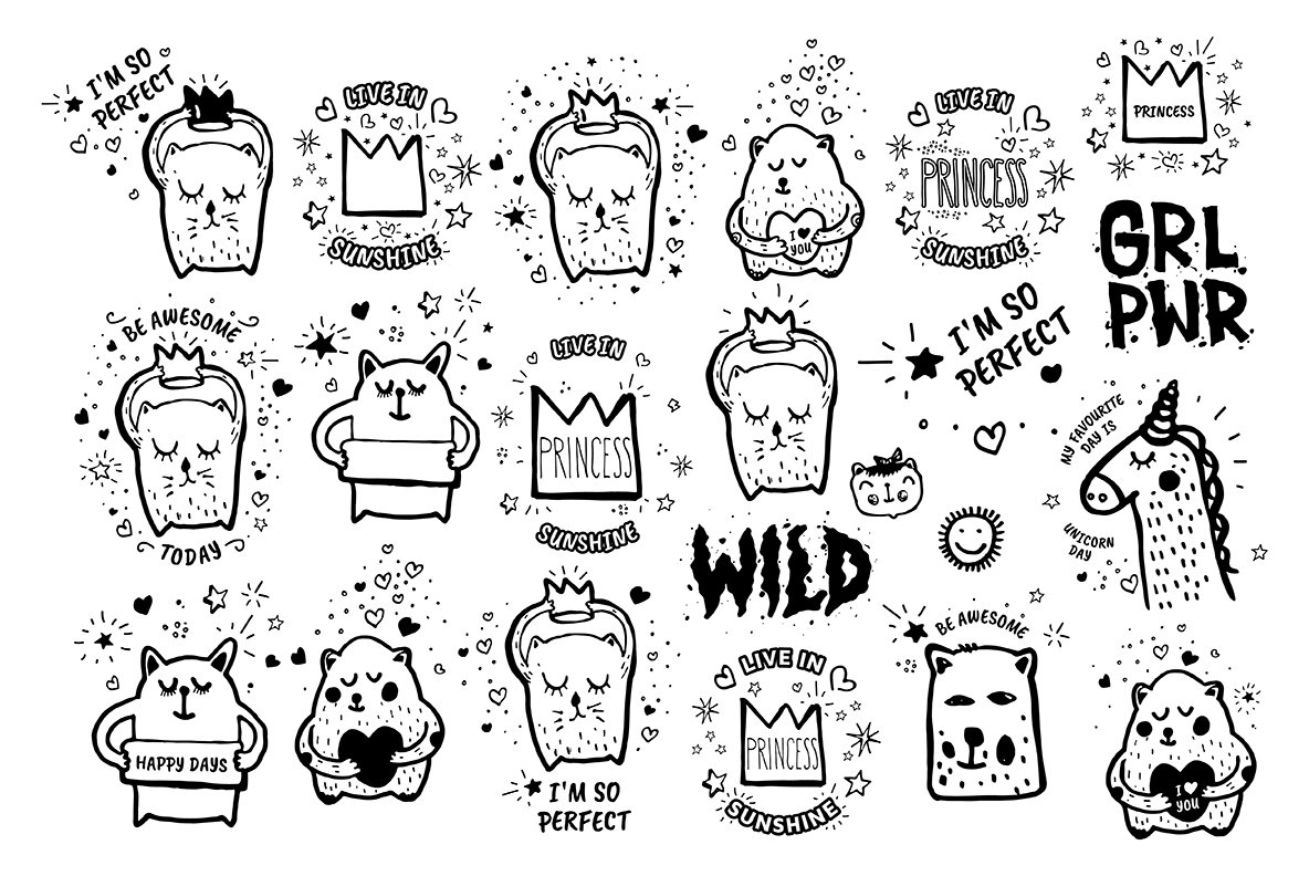 106  Vector Doodles   Seamless Patterns 6