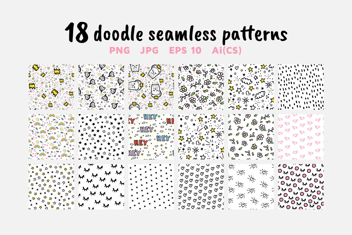 106  Vector Doodles   Seamless Patterns 7