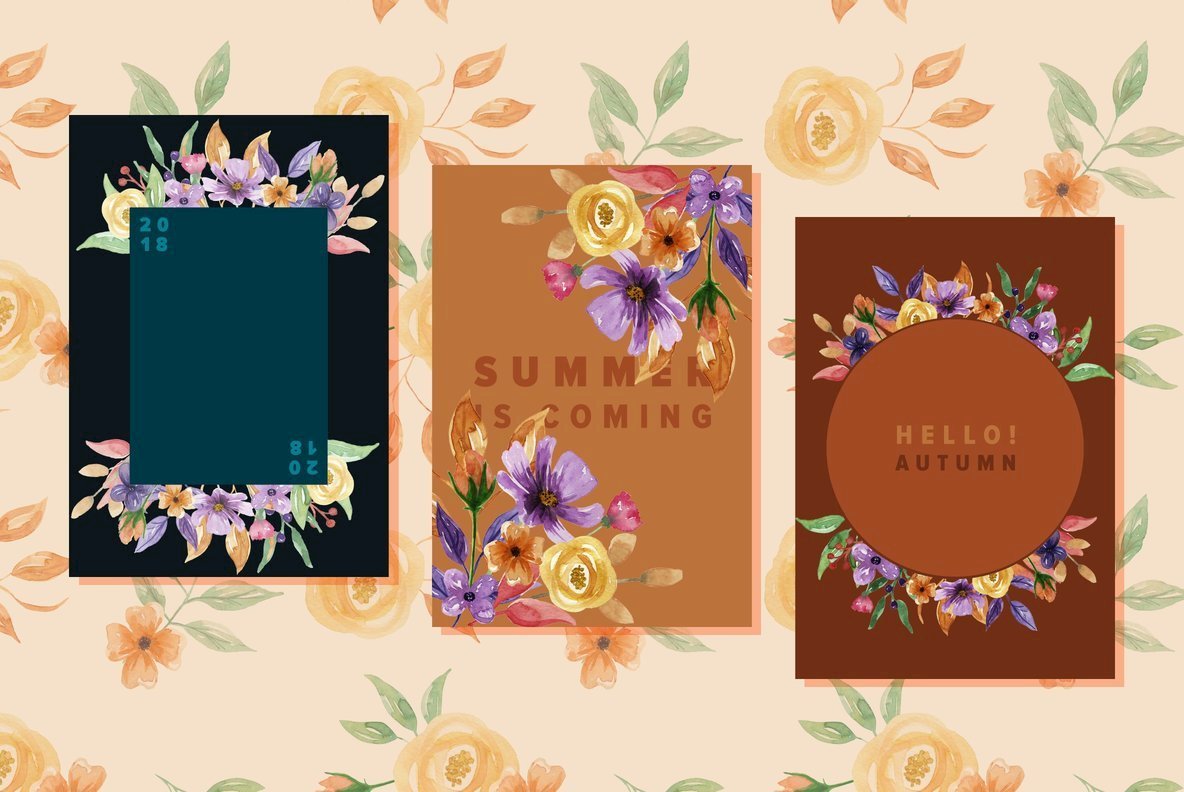 Petal Ombre Pretty Flower Watercolor Package 2