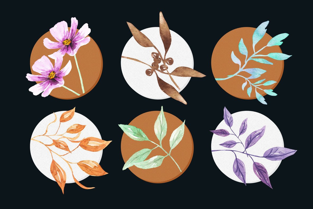 Petal Ombre Pretty Flower Watercolor Package 6