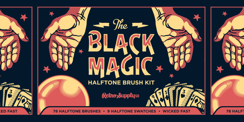 Black Magic Halftones   Vector Halftone Pattern Brushes