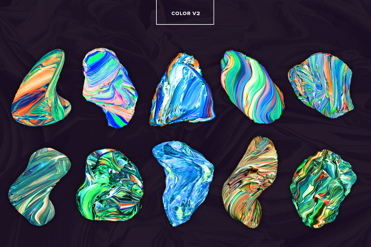 Displaced  80 Isolated Abstract 3D Textures 13