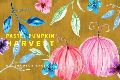 Pastel Pumpkin Harvest Watercolor Package