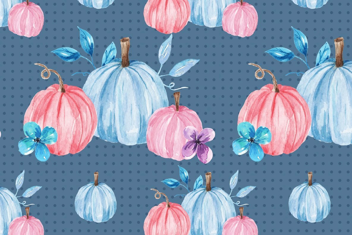 Pastel Pumpkin Harvest Watercolor Package 2