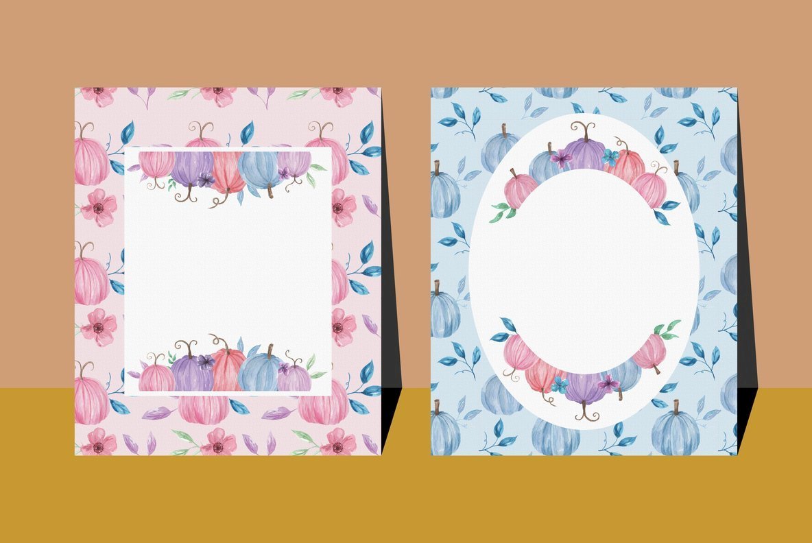 Pastel Pumpkin Harvest Watercolor Package 3