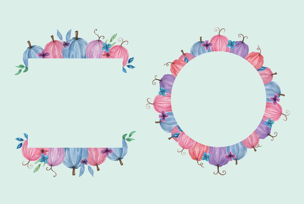 Pastel Pumpkin Harvest Watercolor Package 6